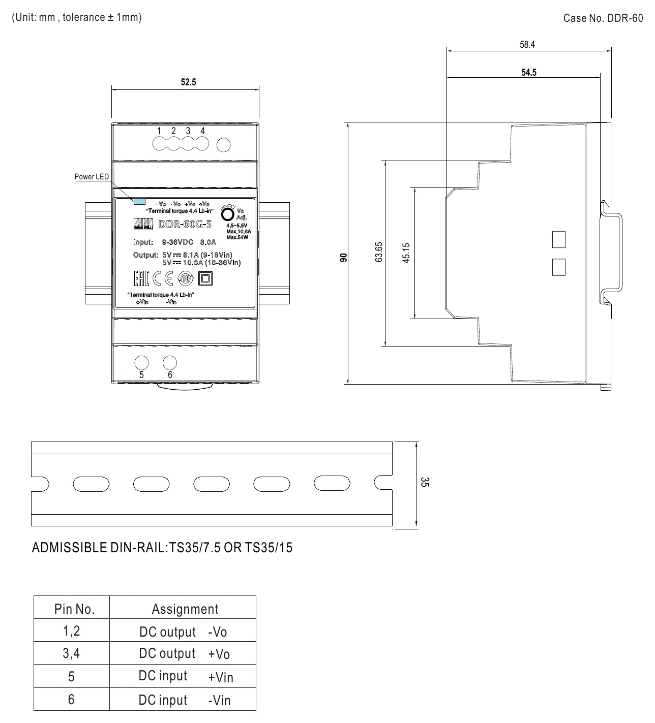 DDR-60G-5 Mechanical Specification