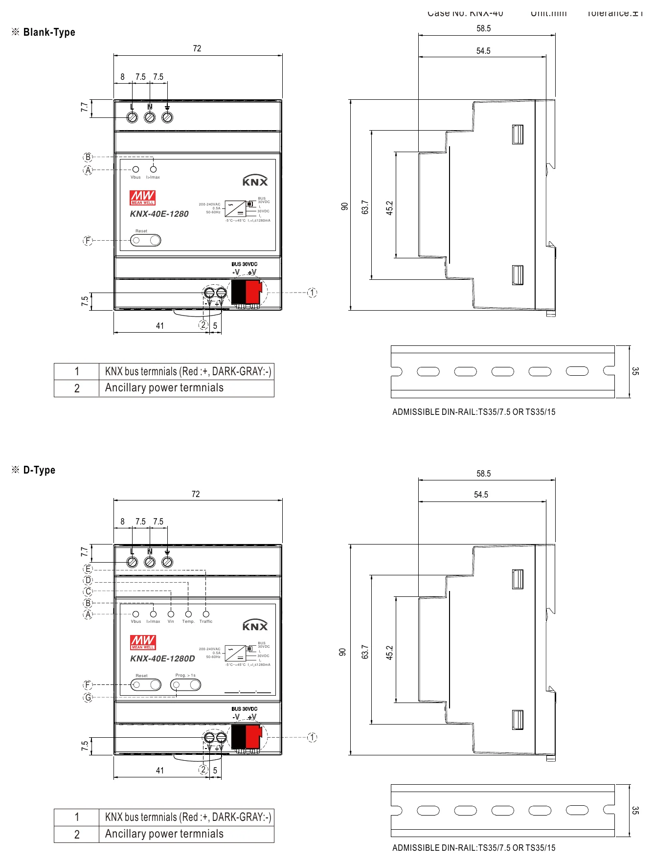 KNX-40E-1280 Mechanical Specification