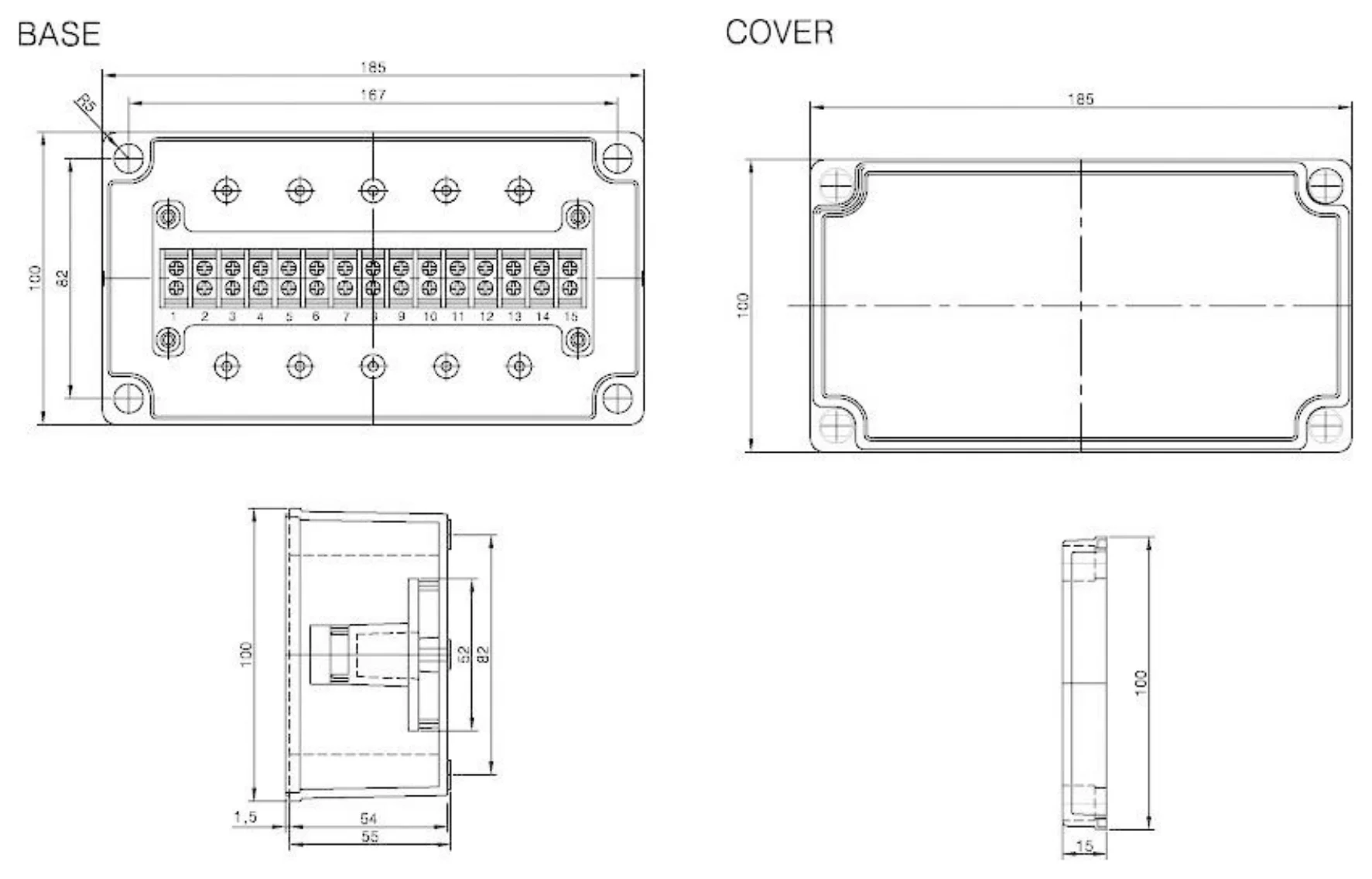 BC-ATG-15P Dimensions (mm)