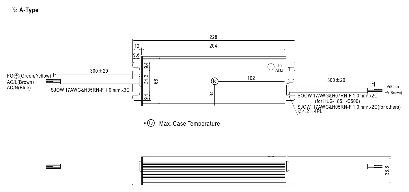 HLG-185H-C1400A MECHANICAL SPECIFICATION ※ A-Type
