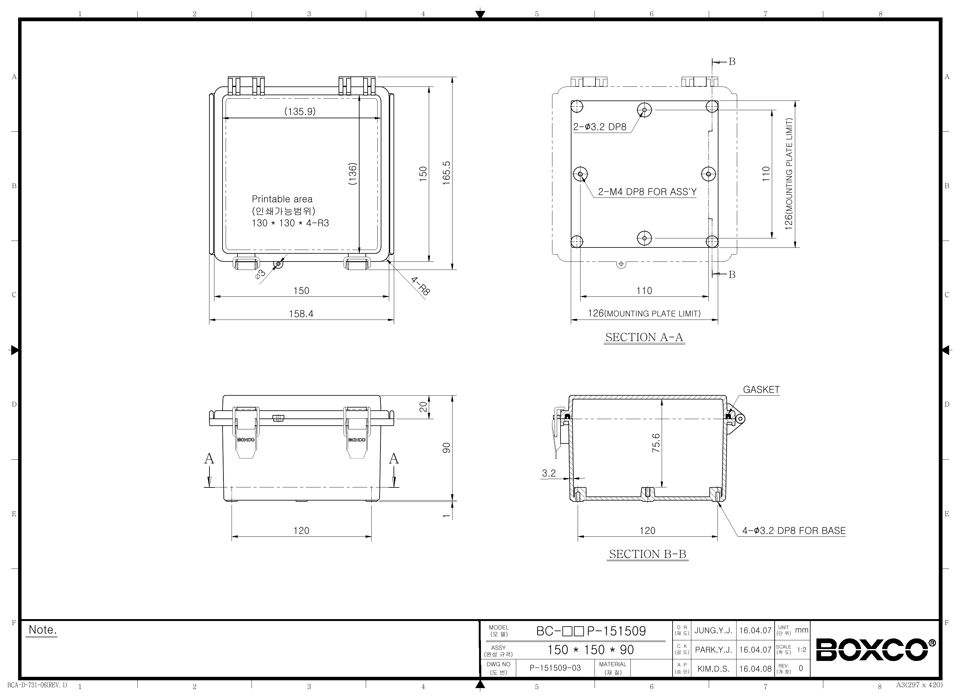 BC-CTP-151509 Dimensions (mm)