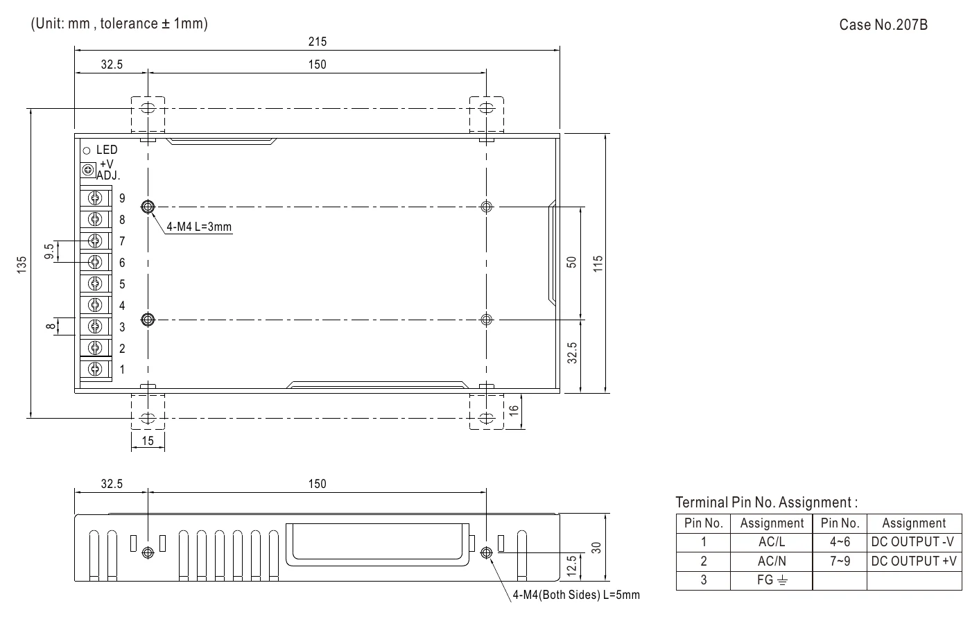 RSP-200-48 Mechanical Specification