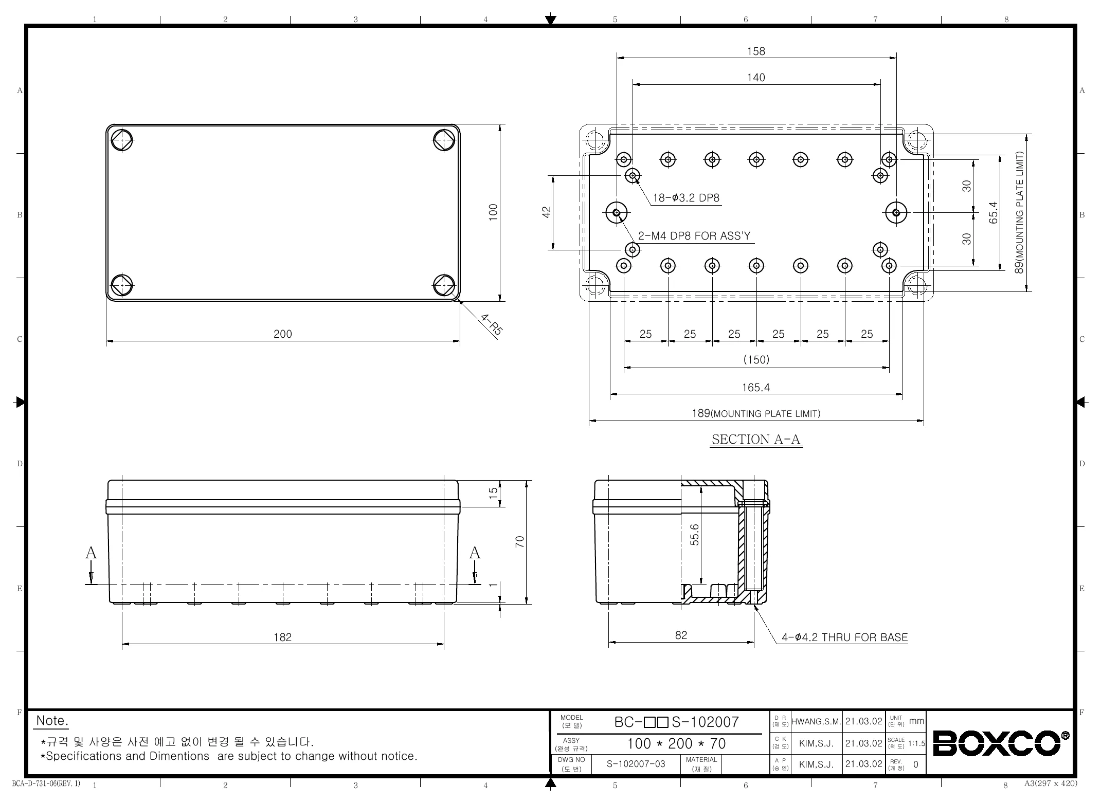 BC-CTS-102007 Dimensions (mm)