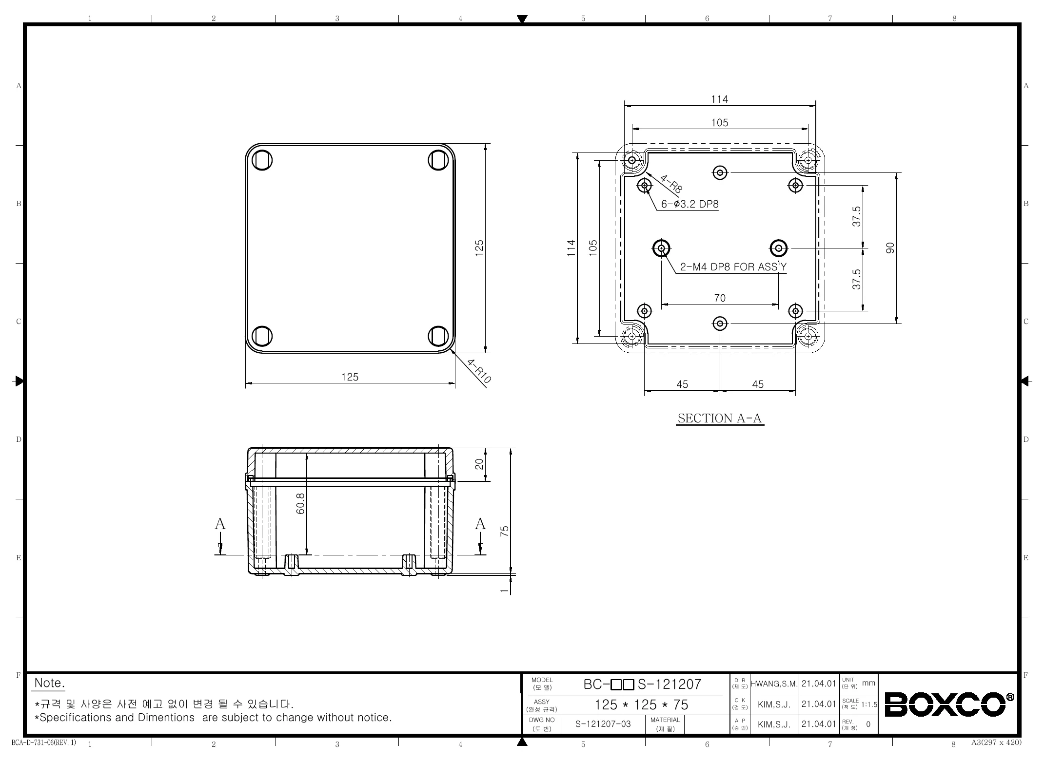 BC-CTS-121207 Dimensions (mm)