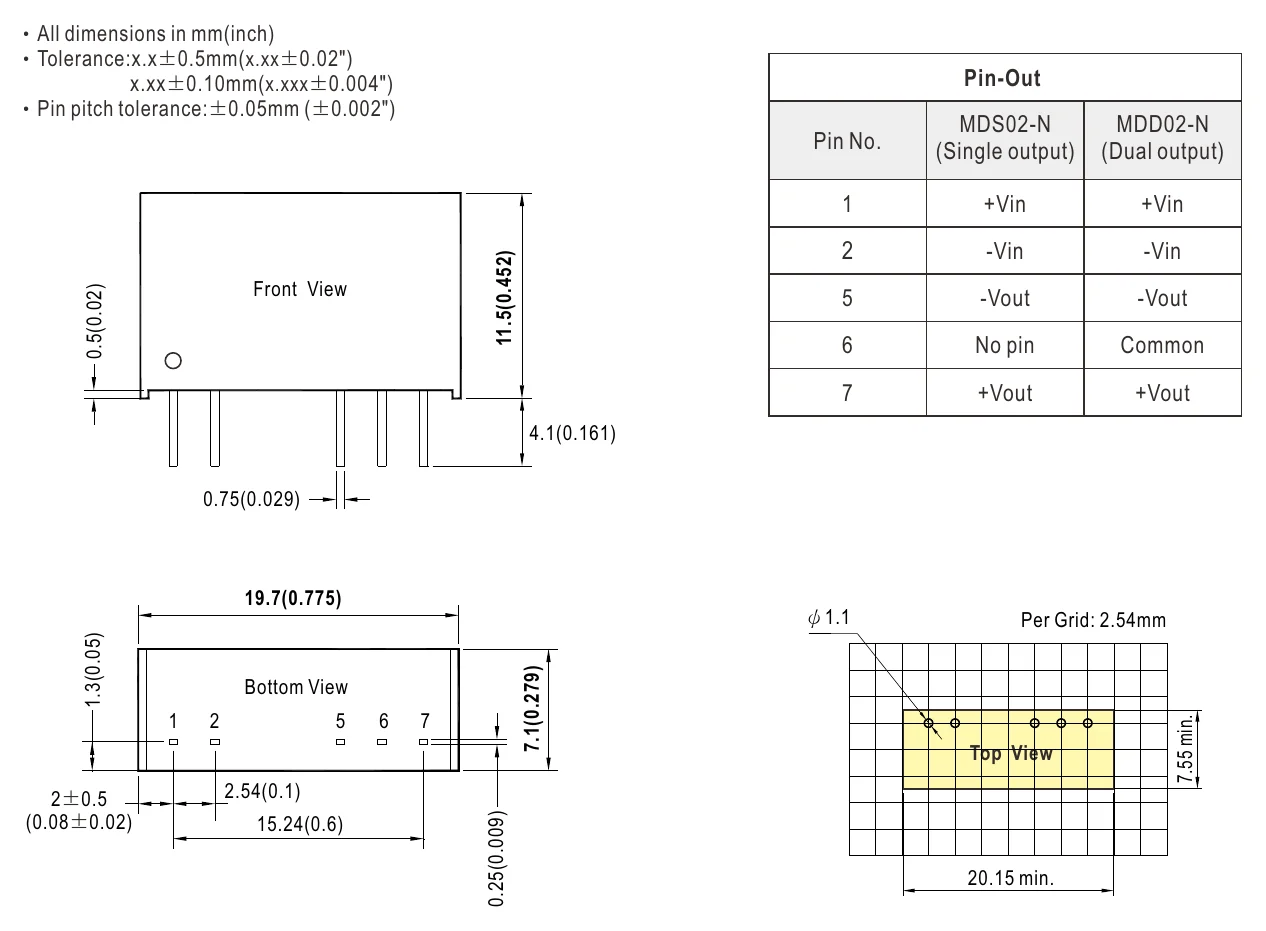 MDS02L-05N Mechanical Specification