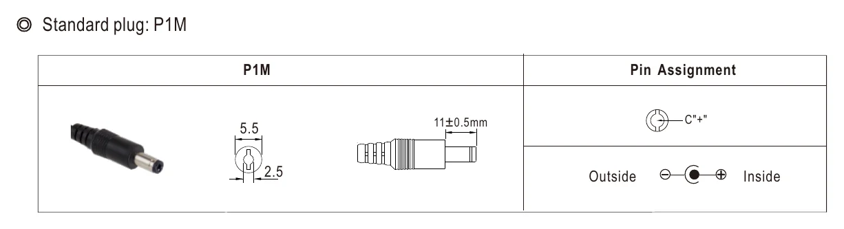 GSM90B12-P1M DC output plug