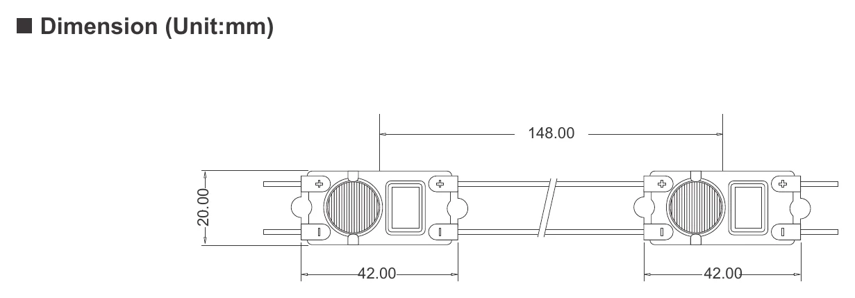 ENVO HydroLume LED Module Backlit - Single LED Dimension (Unit:mm)