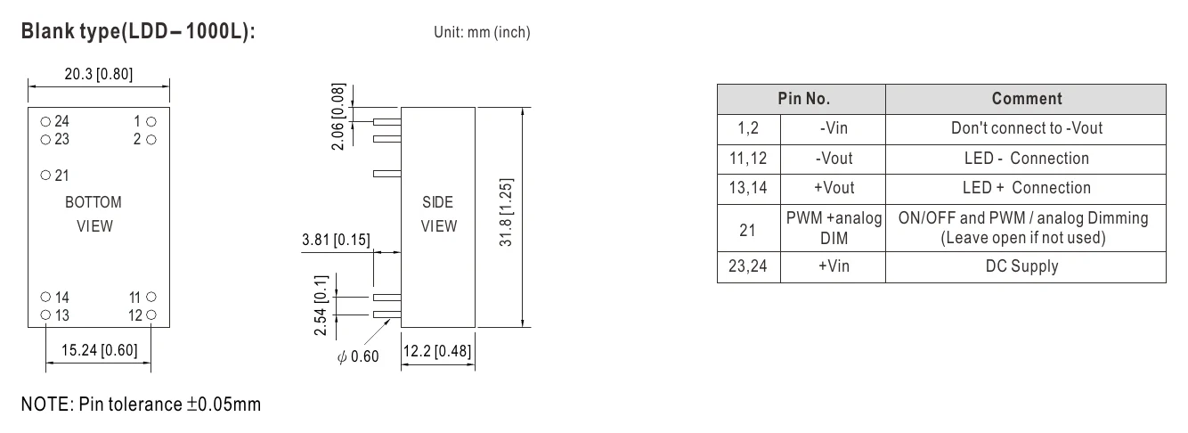 LDD-300LW Mechanical Specification