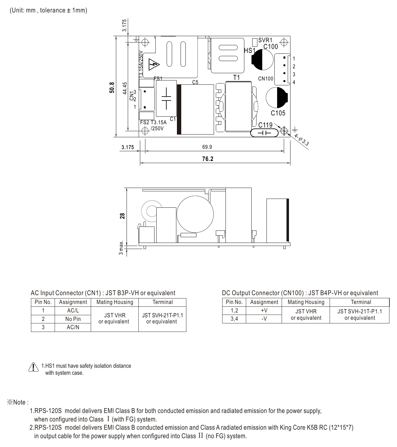 RPS-120S-15 Mechanical Specification