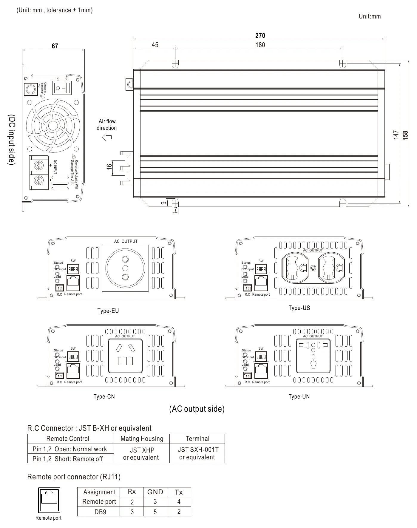 NTS-750-212AU MECHANICAL SPECIFICATION