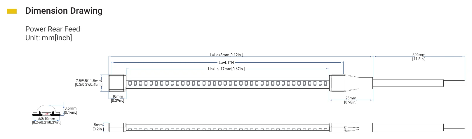 Archilight LED Strip Pro Pure Flow Dimension Drawing