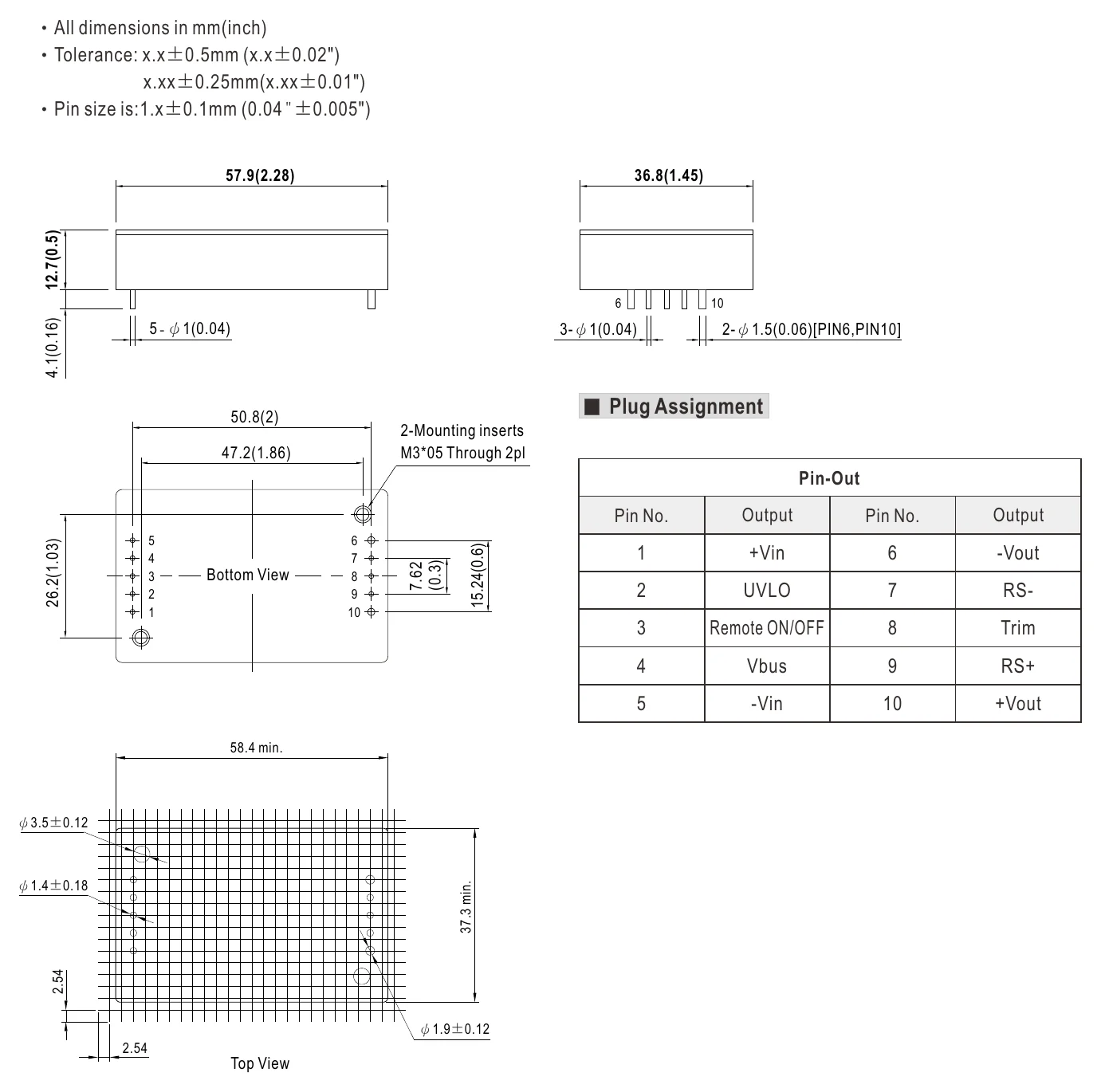 RQB60W12-110S12 Mechanical Specification