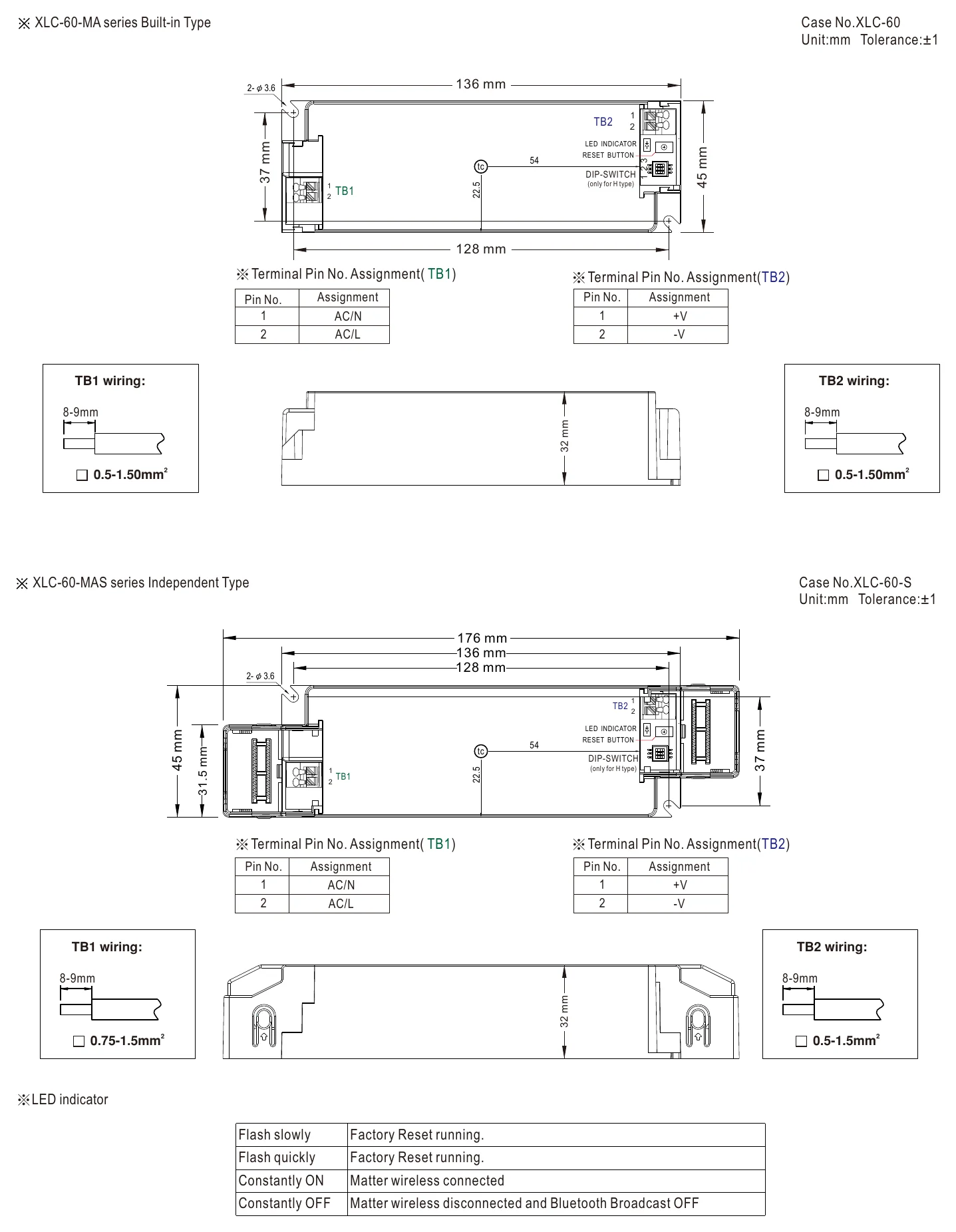 XLC-60-24-MA MECHANICAL SPECIFICATION