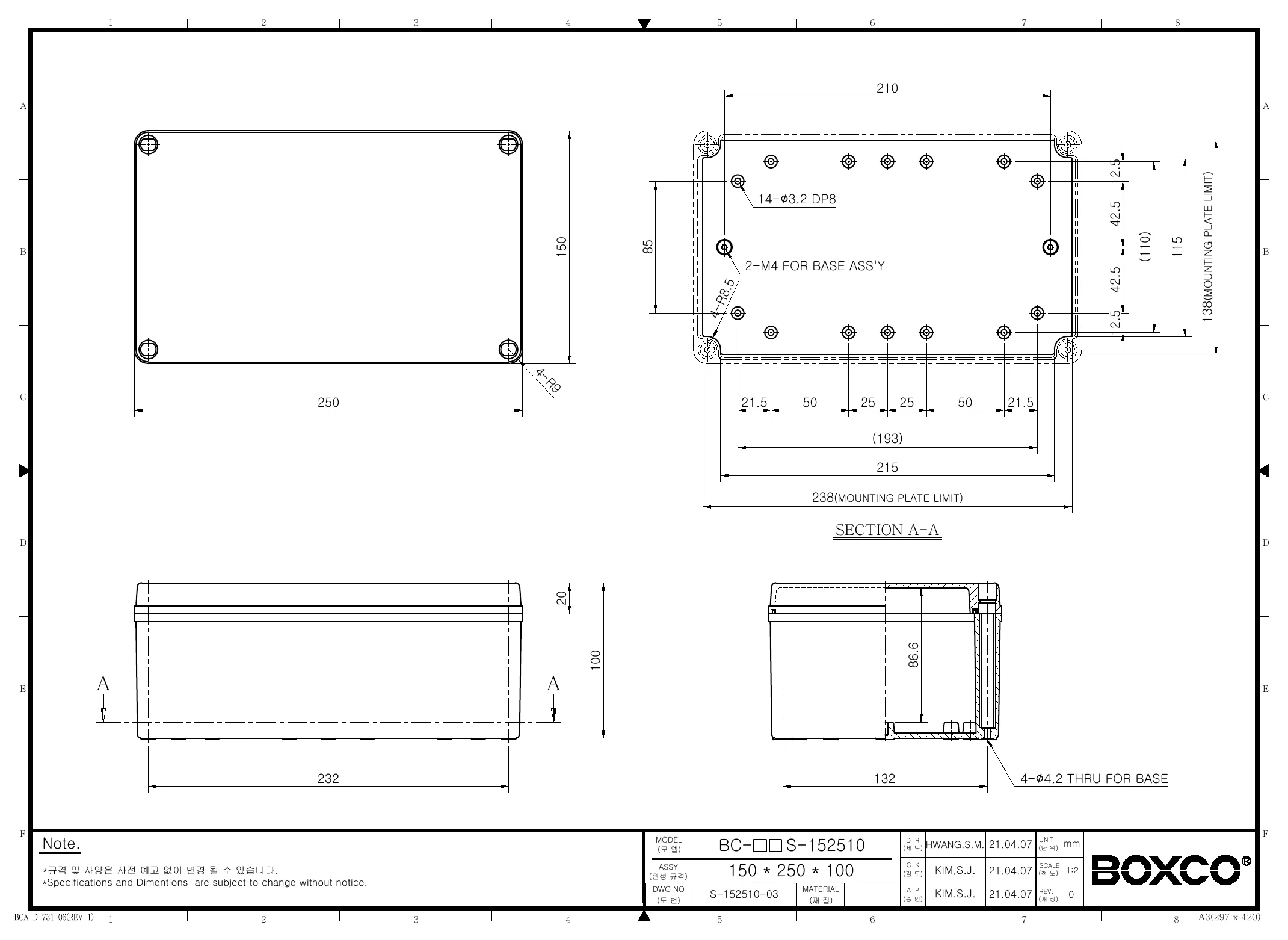 BC-CTS-152510 Dimensions (mm)