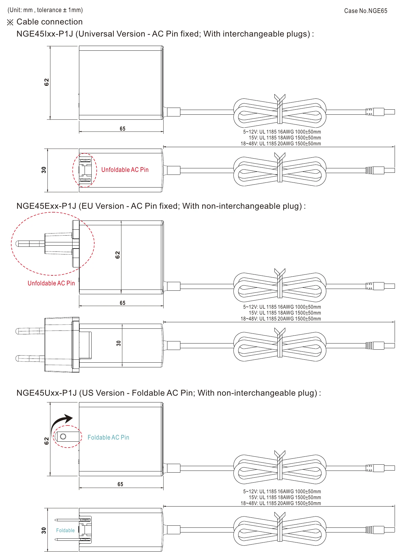 NGE45I15-P1J Mechanical Specification