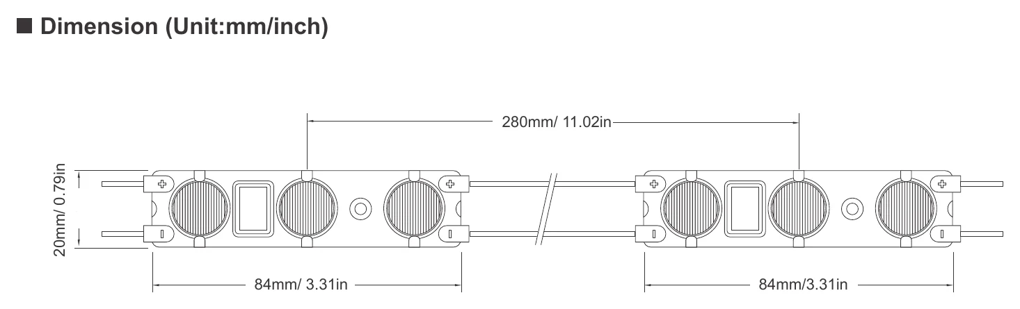 ENVO HydroLume LED Module Backlit - Triple LED Dimension (Unit:mm/inch)