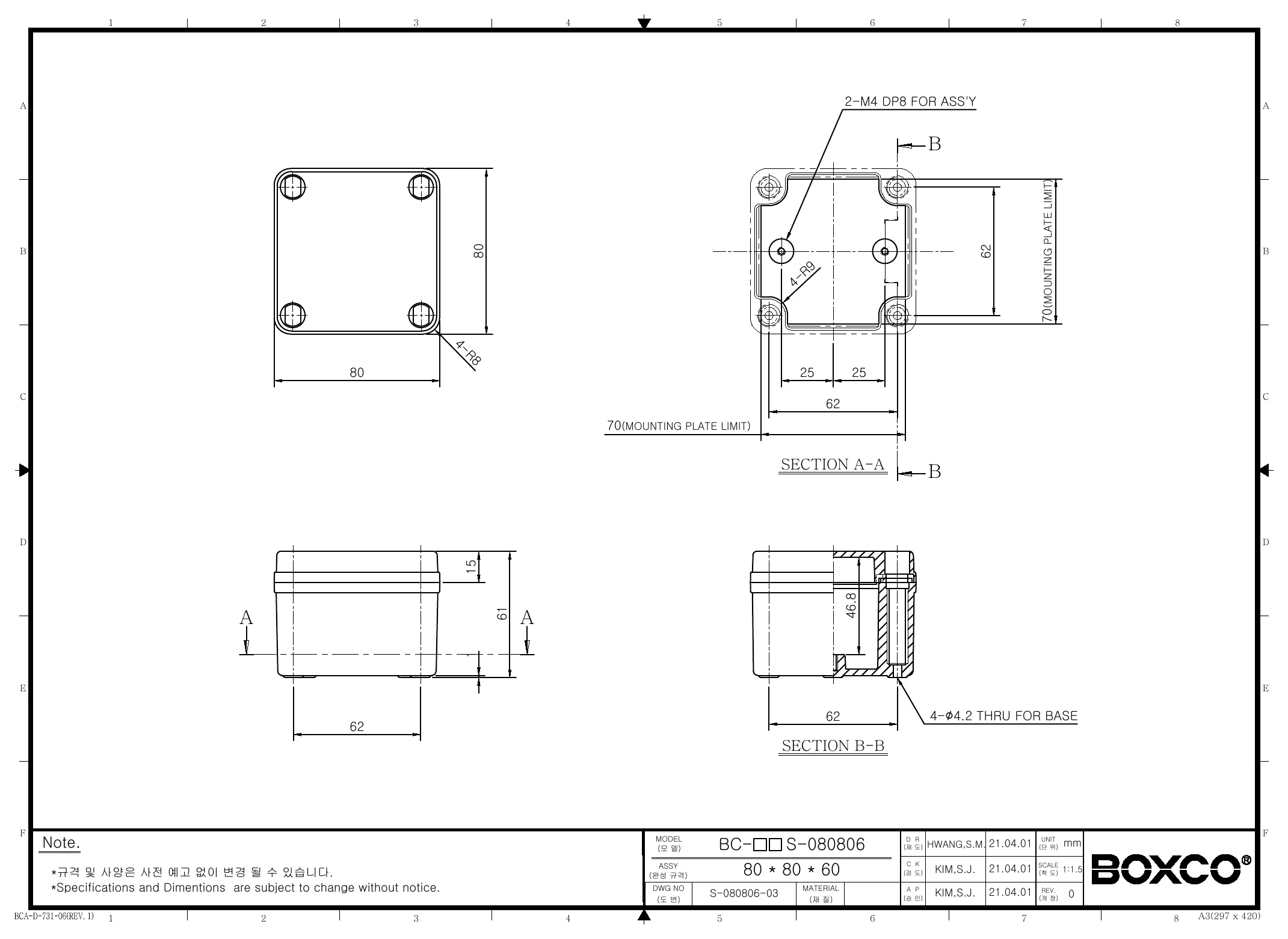 BC-CGS-080806 Dimensions (mm)