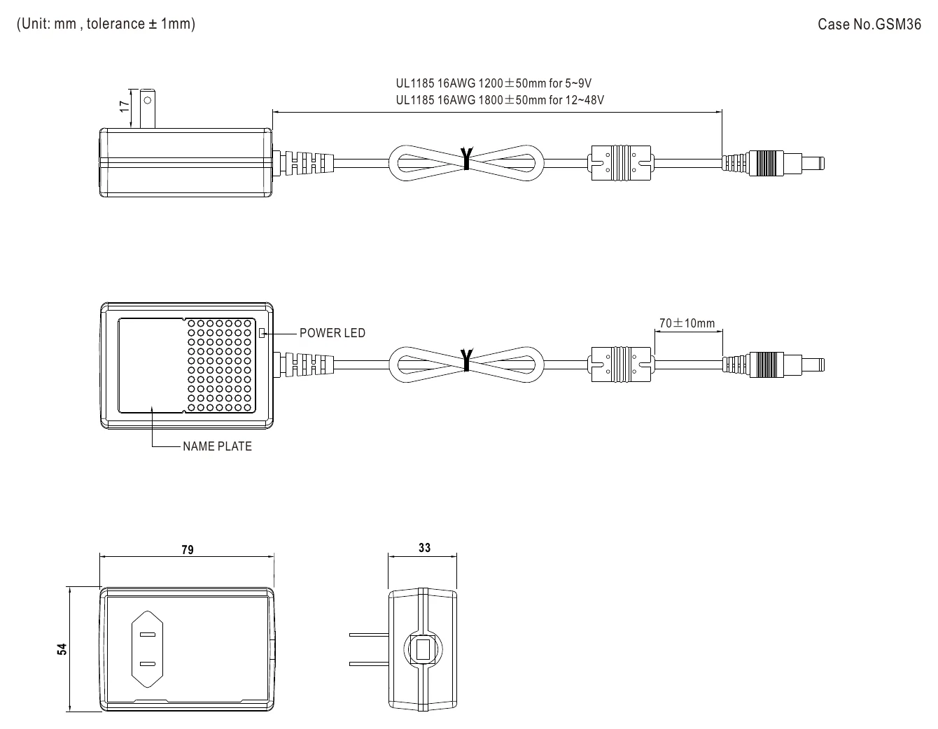GSM36U12-P1J Mechanical Specification