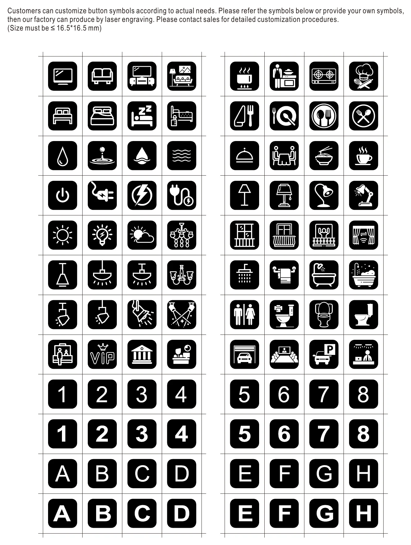 DTP-206-U Customized Button Symbol (Optional)
