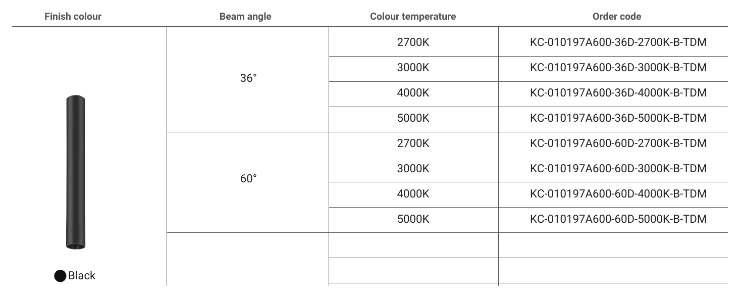 Archilight Slim 600 Downlight 12W Finish colour