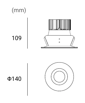 Archilight Linea 120 Downlight 49.8W Dimensions (mm)