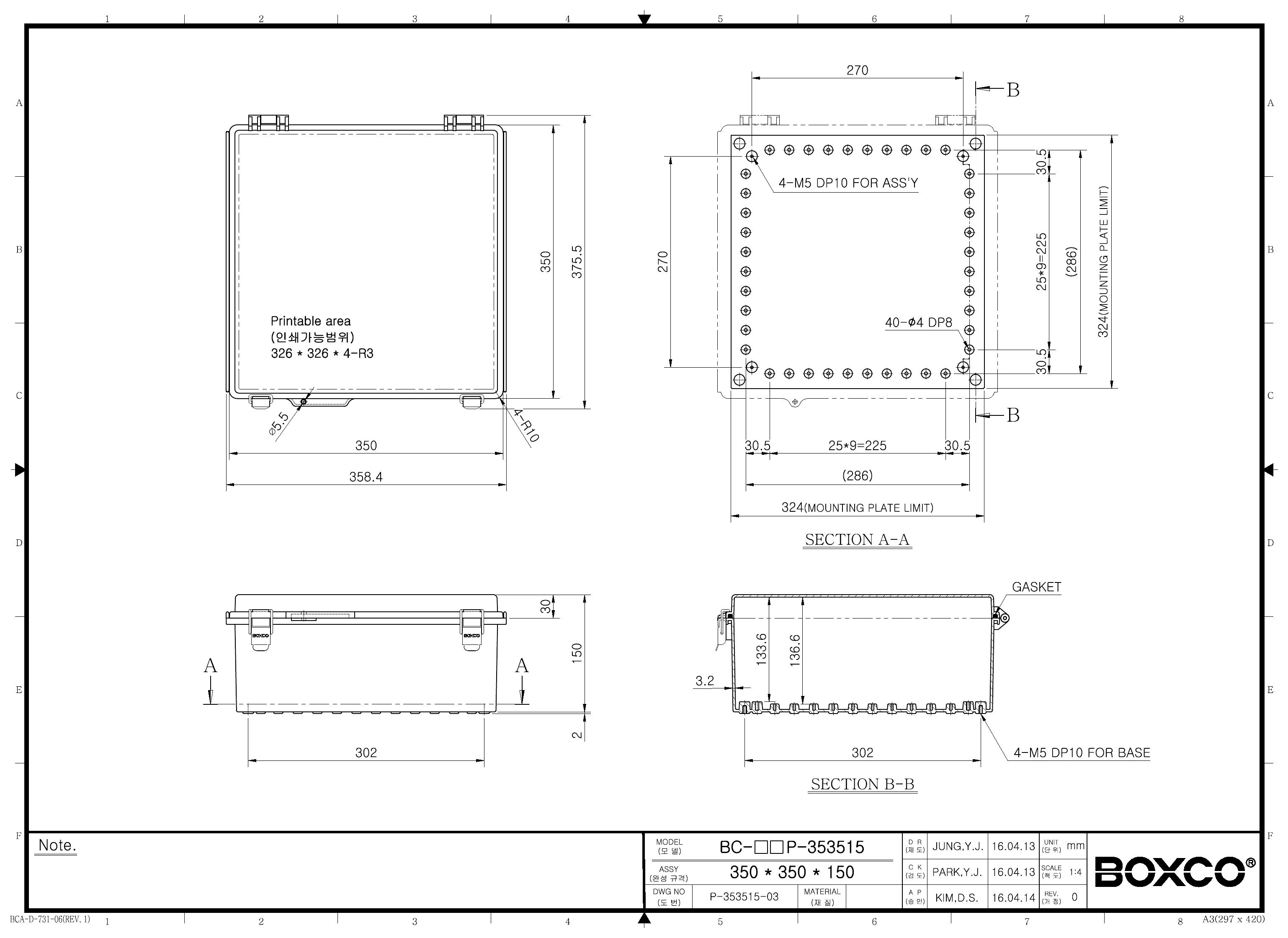 BC-CGP-353515 Dimensions (mm)