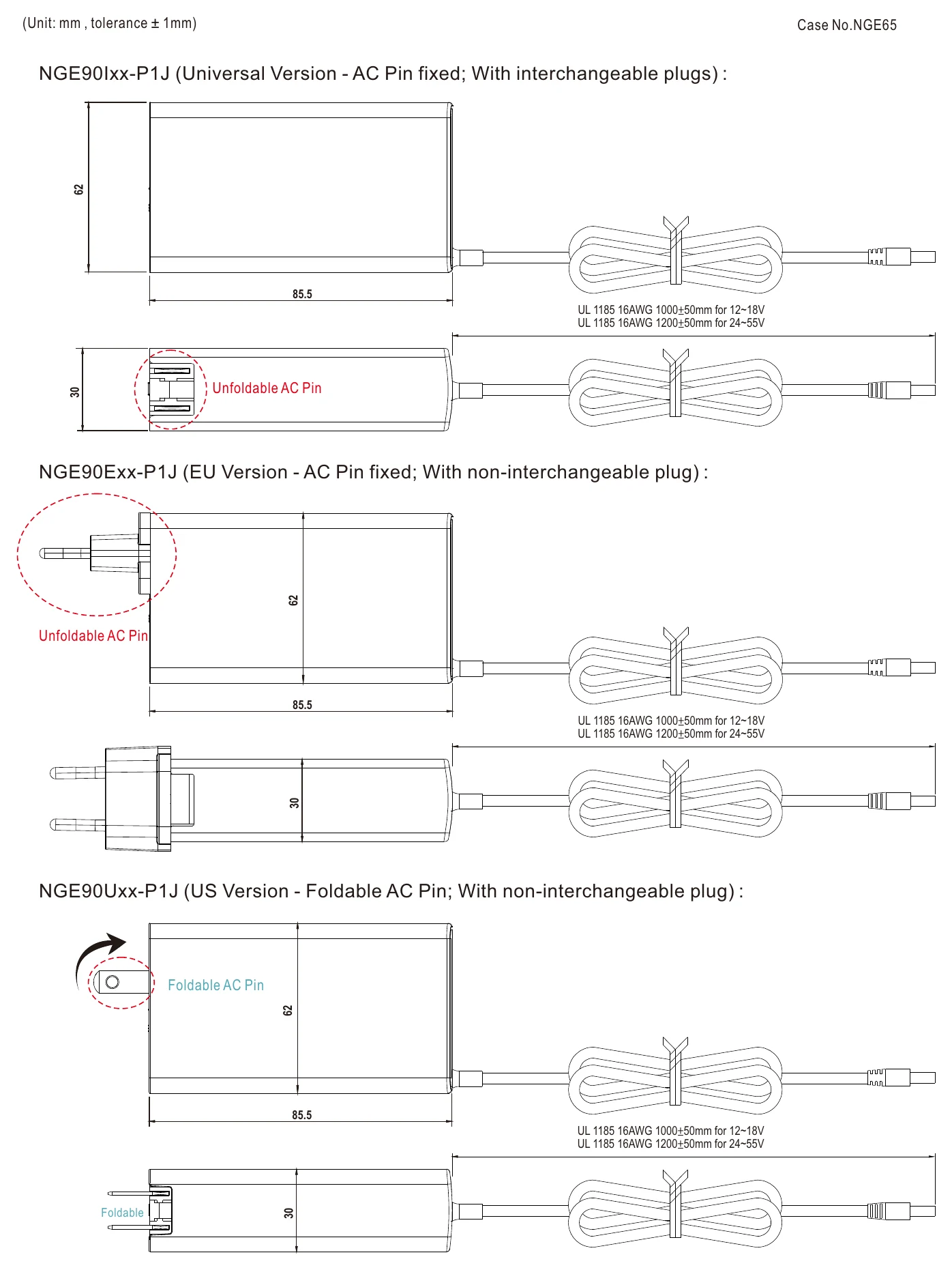 NGE90I15-P1J Mechanical Specification