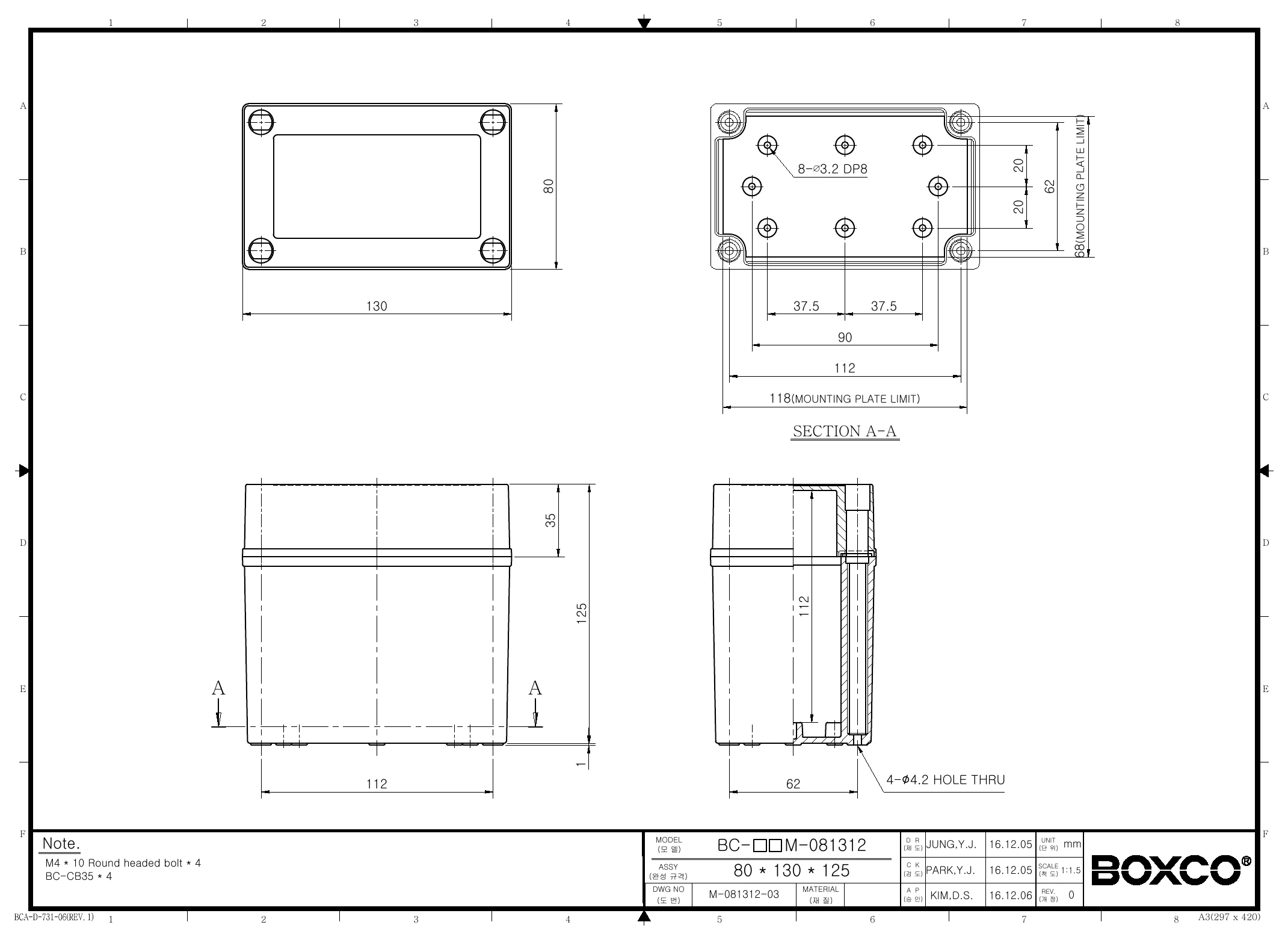 BC-CGM-081312 Dimensions (mm)