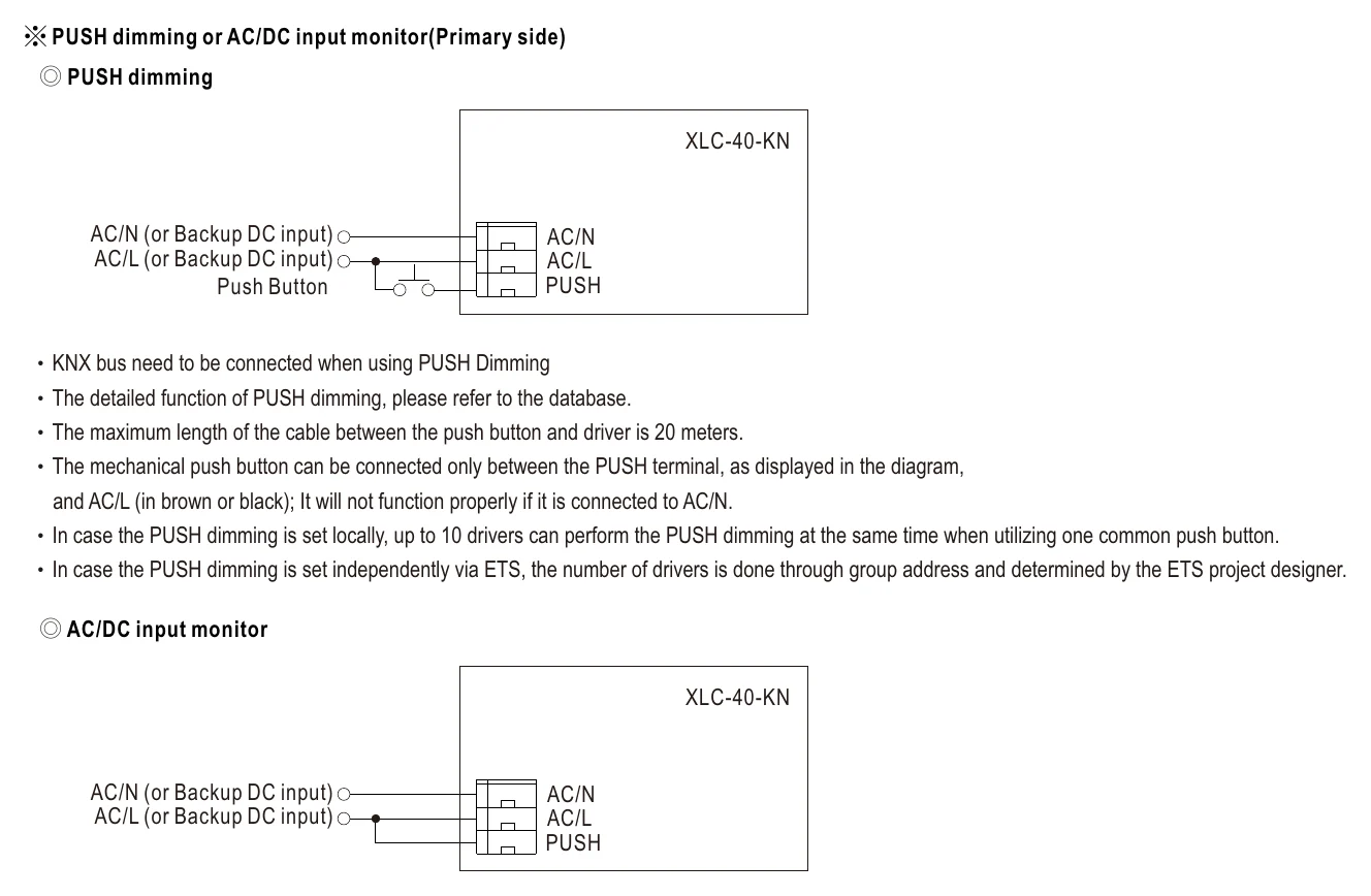 XLC-40-H-KNS ※PUSH dimming or AC/DC input monitor(Primary side)