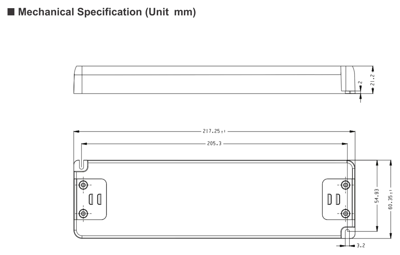 EV-SP-60-24US-TDM Mechanical Specification (Unit mm)