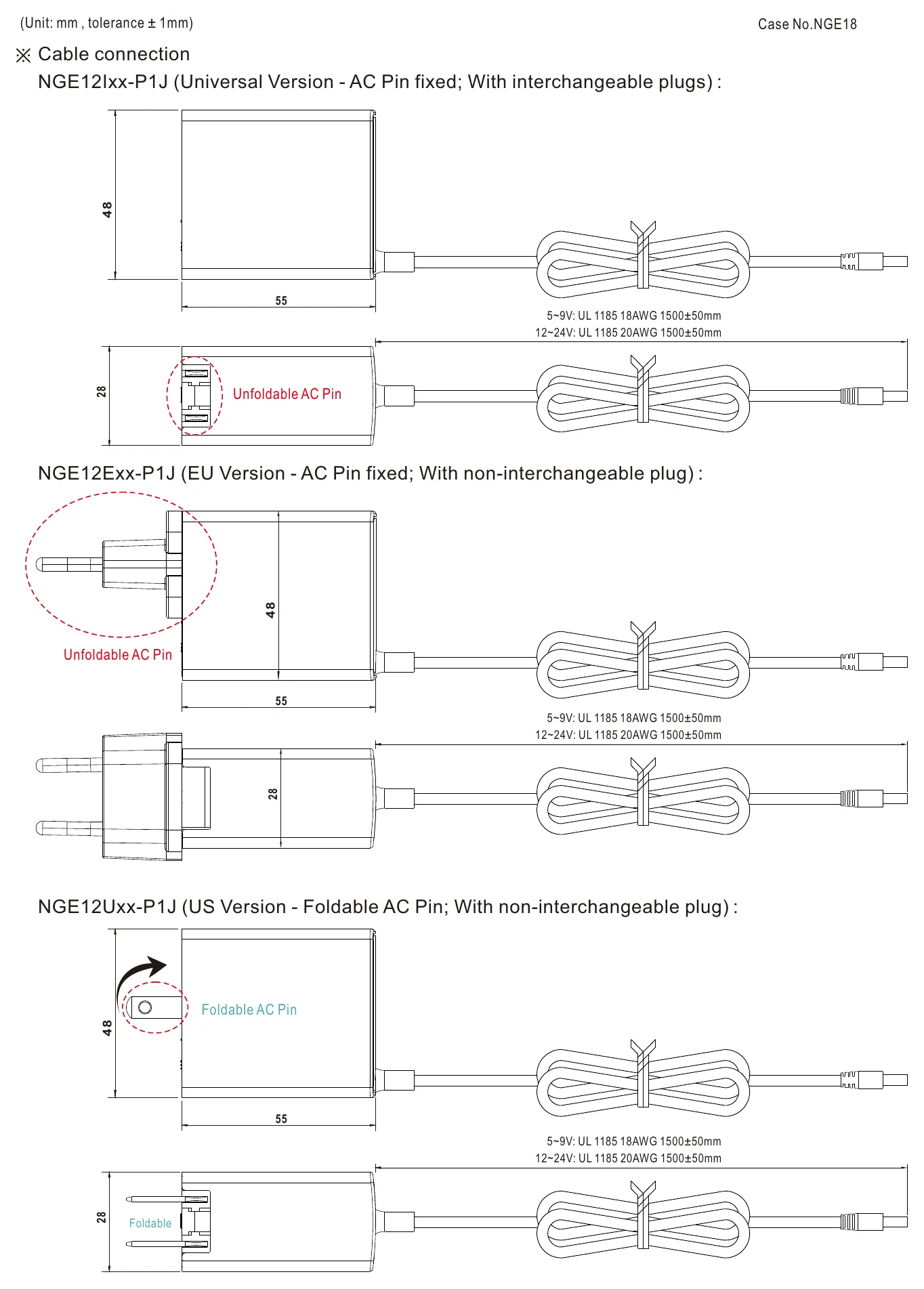 NGE12I05-P1J Mechanical Specification