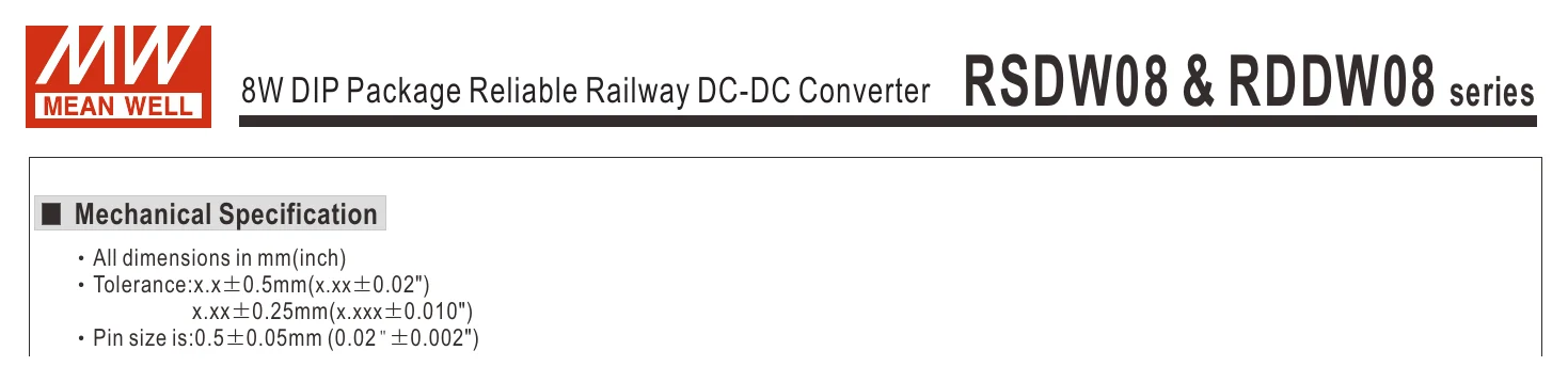 RSDW08F-03 RSDW08 & RDDW08 series