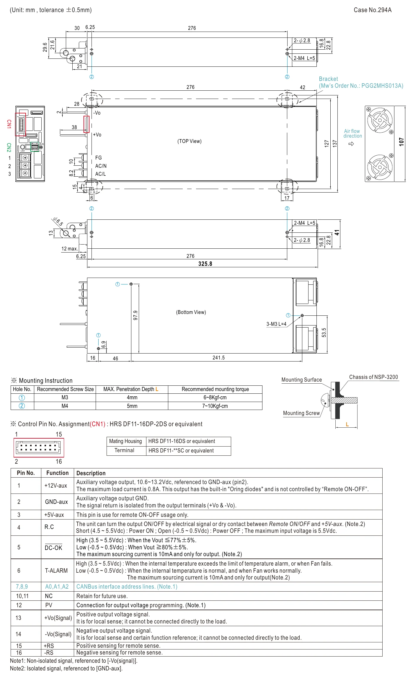 NSP-3200-48 MECHANICAL SPECIFICATION