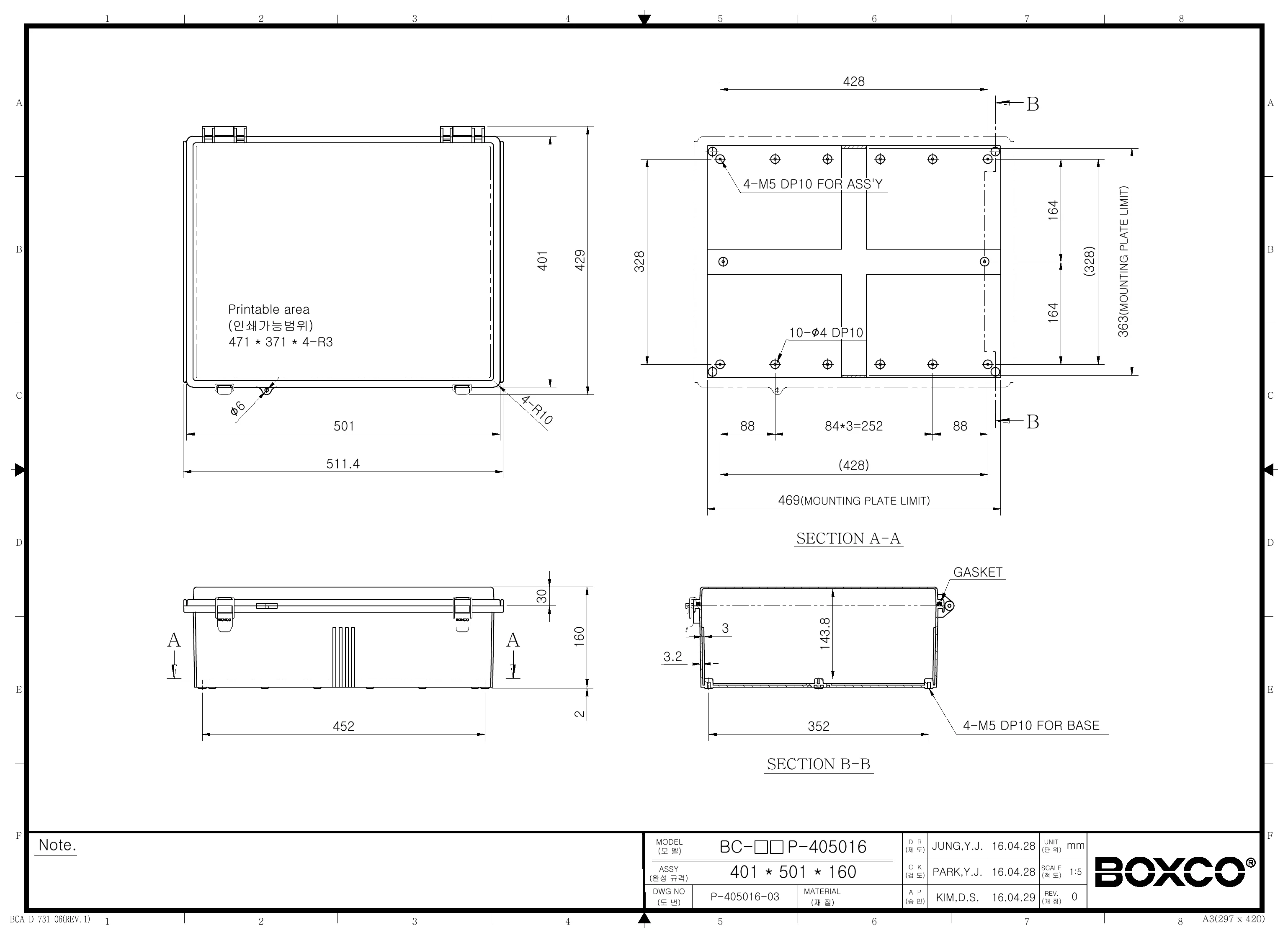 BC-AGP-405016 Dimensions (mm)
