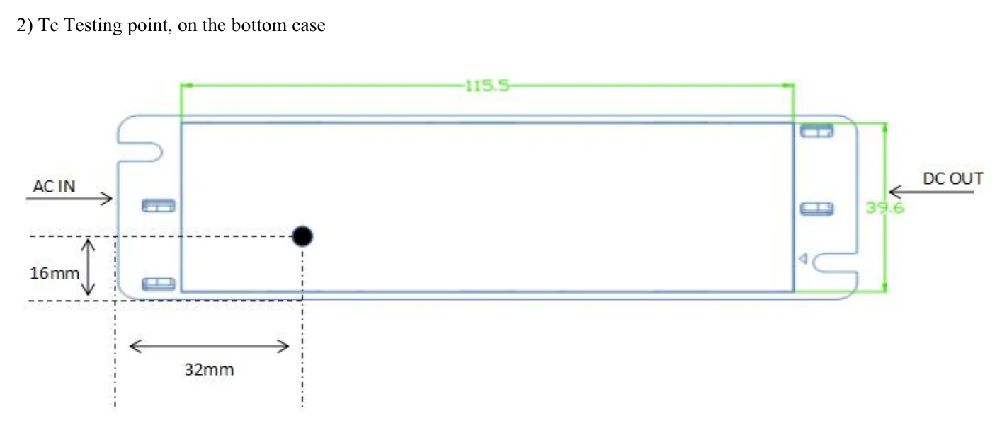 LF-GIF050YA(H)-1250 2) Tc Testing point, on the bottom case