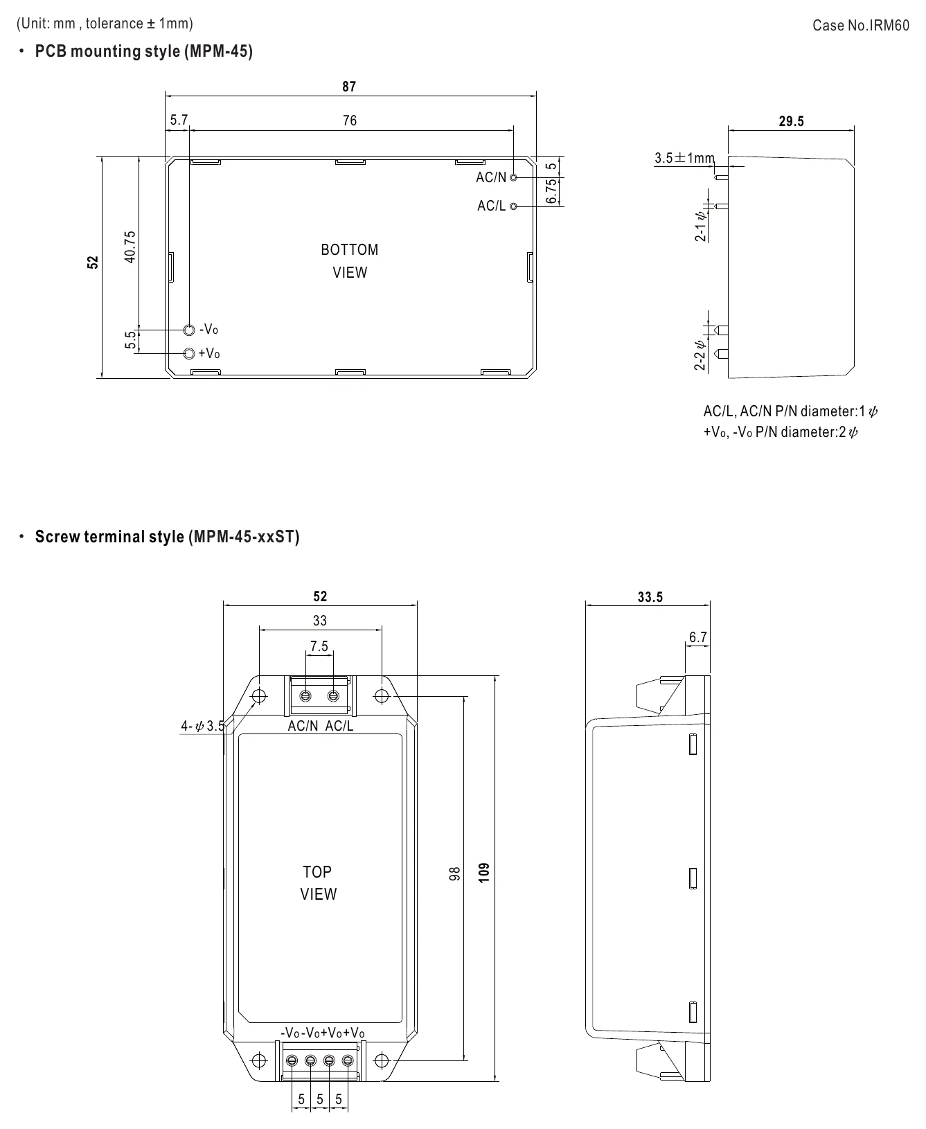 MPM-45-5 Mechanical Specification