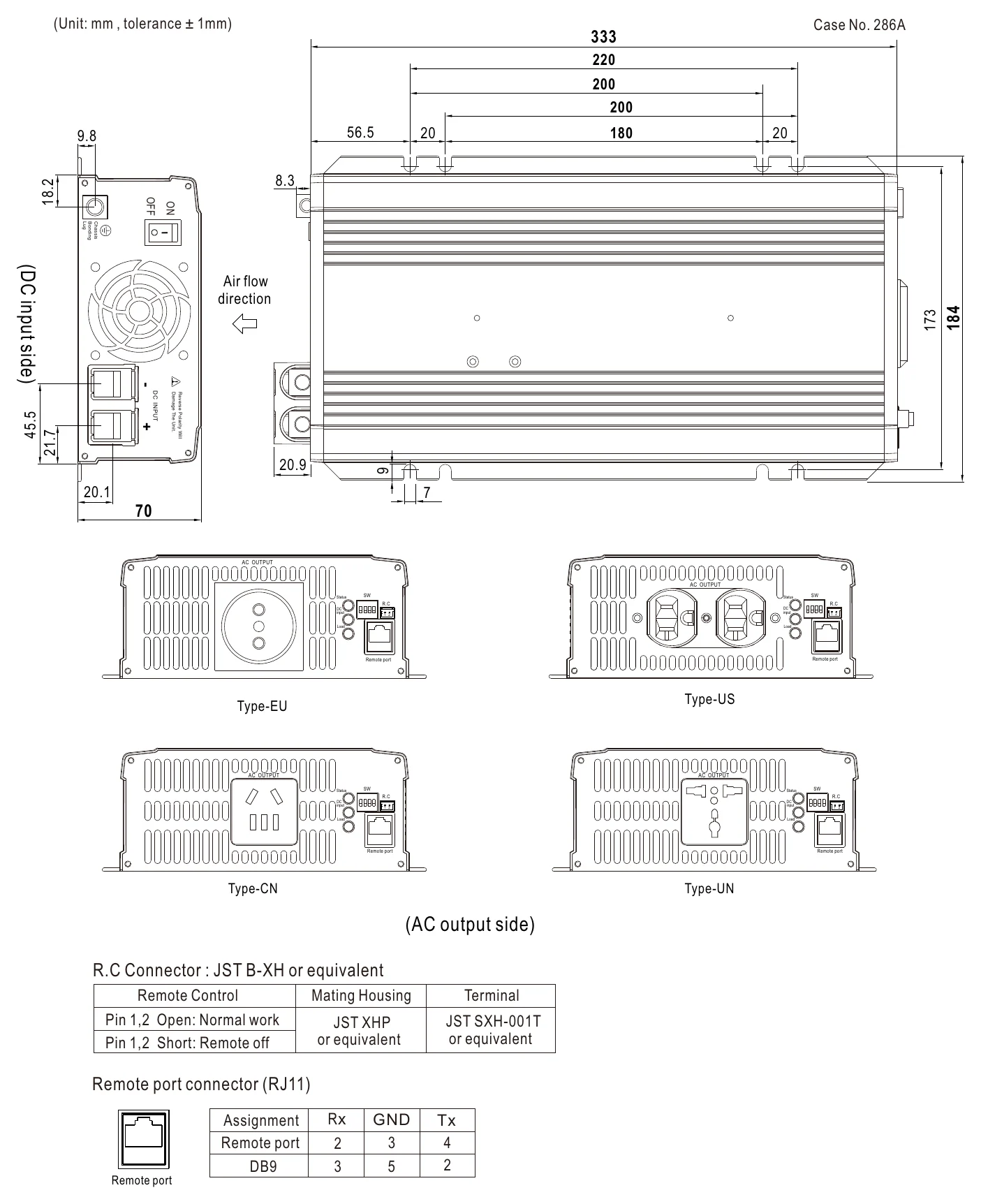 NTS-1200-212AU MECHANICAL SPECIFICATION