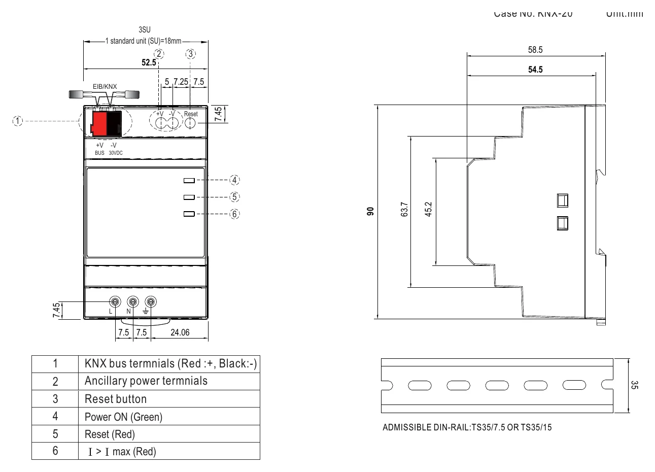 KNX-20E-640 Mechanical Specification