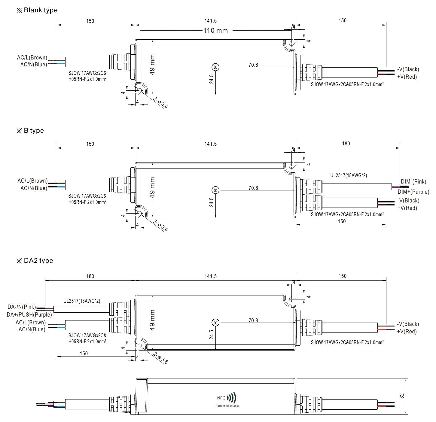 XLN-60-H-DA2 MECHANICAL SPECIFICATION