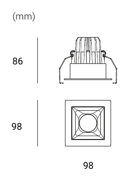 Archilight Lattice L1 Downlight 10W Dimensions (mm)