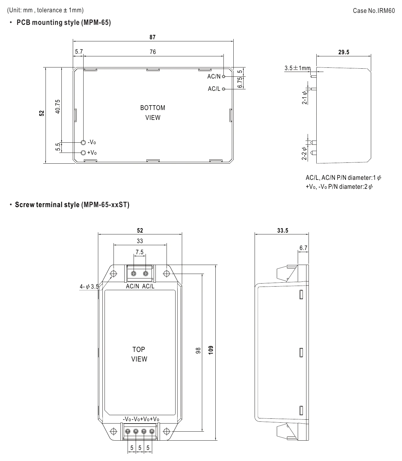 MPM-65-5 Mechanical Specification