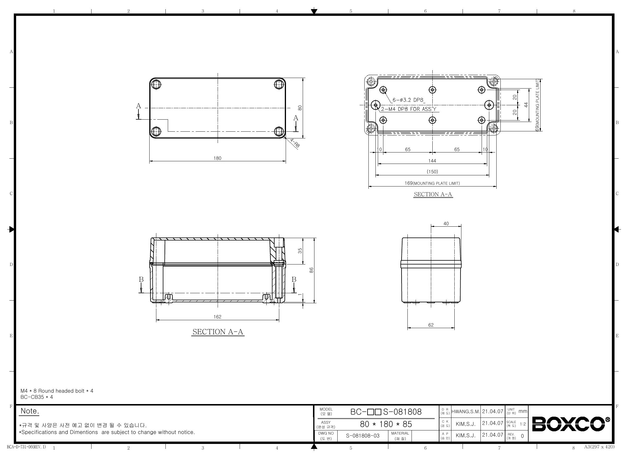 BC-CGS-081808 Dimensions (mm)