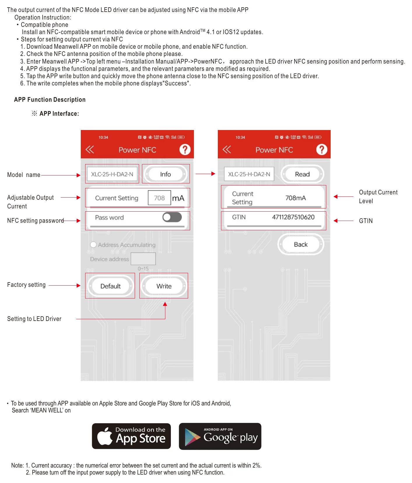XLN-60-H-DA2 NFC Function Description
