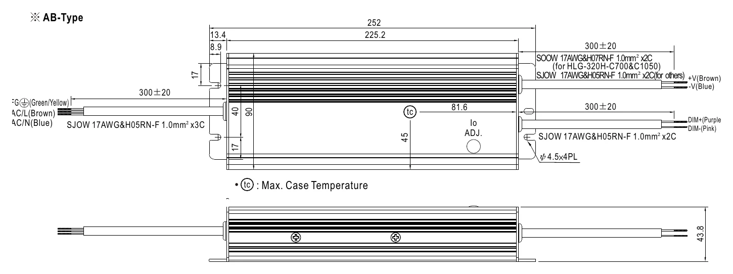 HLG-320H-C2100AB MECHANICAL SPECIFICATION ※ AB-Type