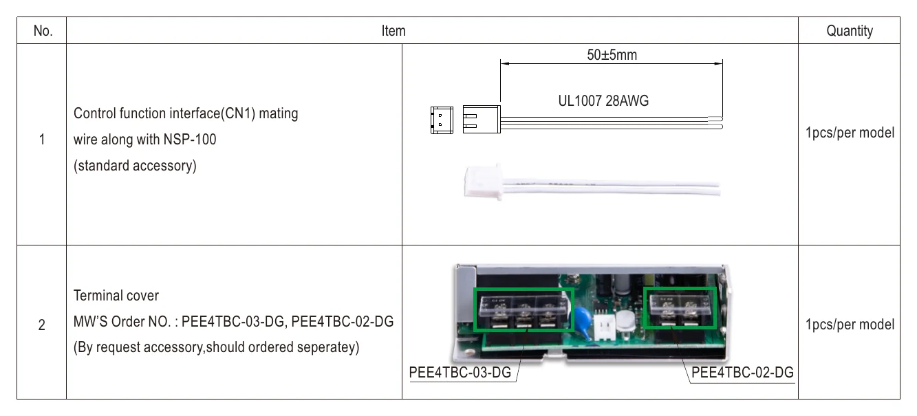 NSP-100-24 Accessory List