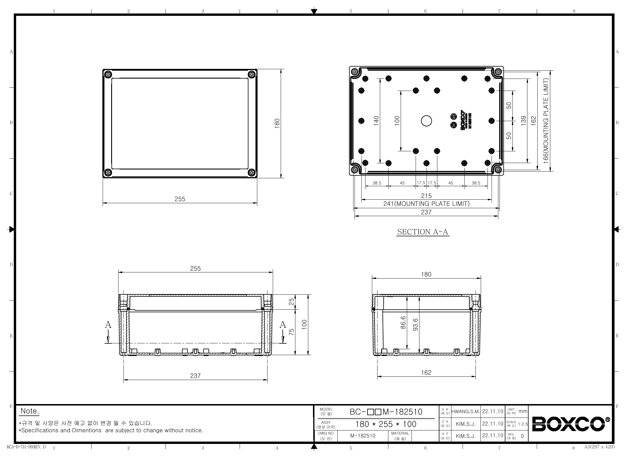 BC-CGM-182510 Dimensions (mm)