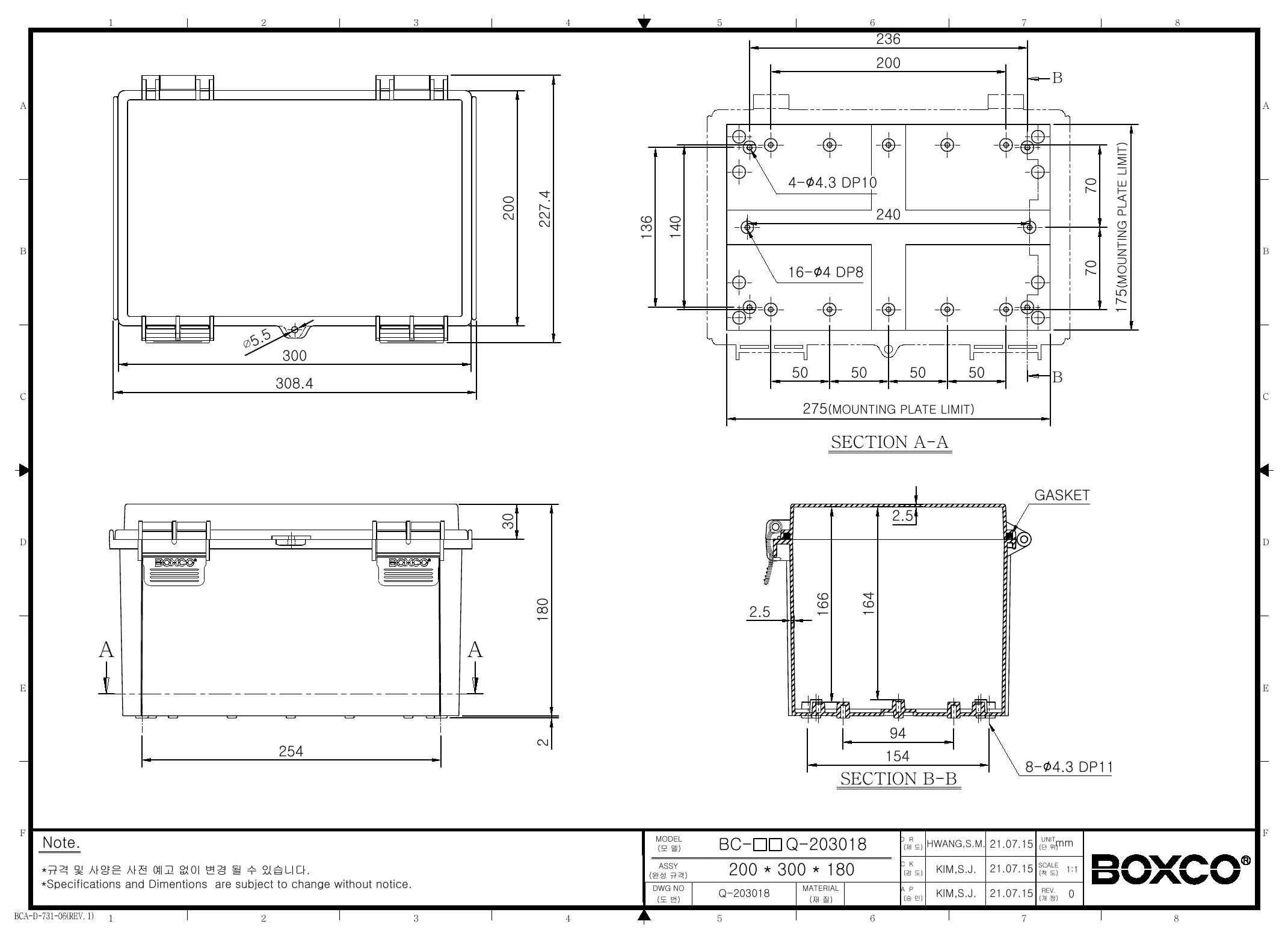 BC-AGQ-203018G Dimensions (mm)