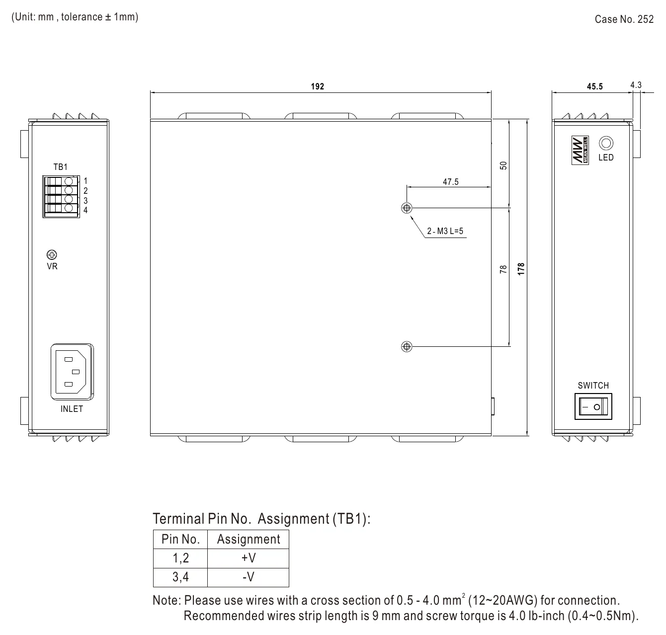 ENP-180-48 Mechanical Specification