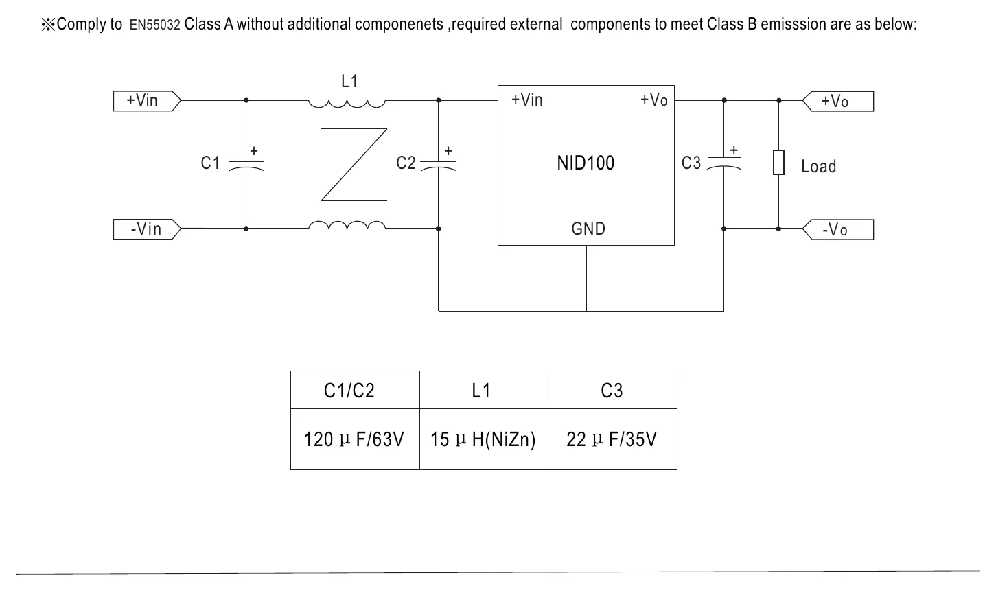 NID100-5 EMC Suggestion Circuit