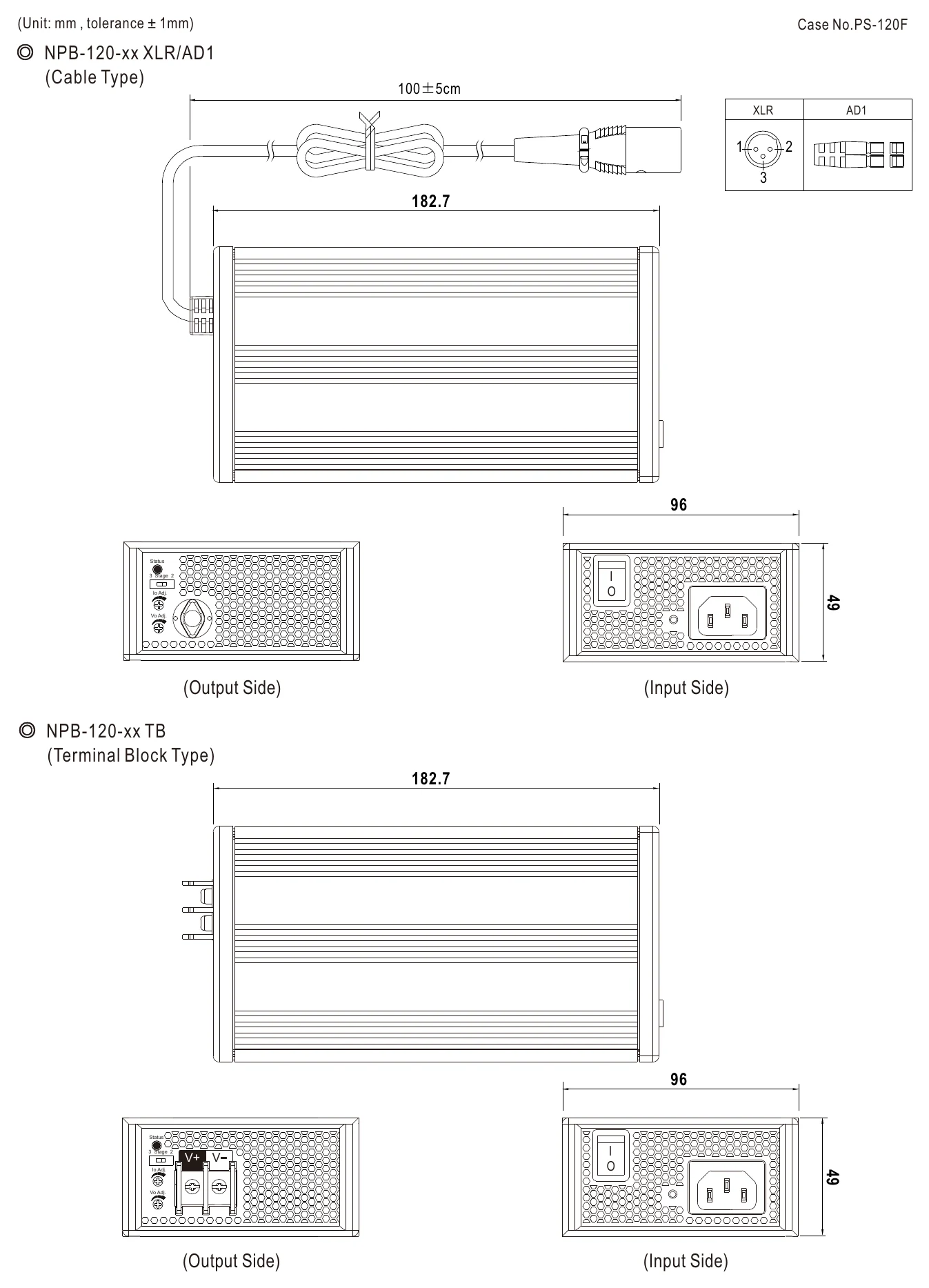NPB-120-24XLR Mechanical Specification